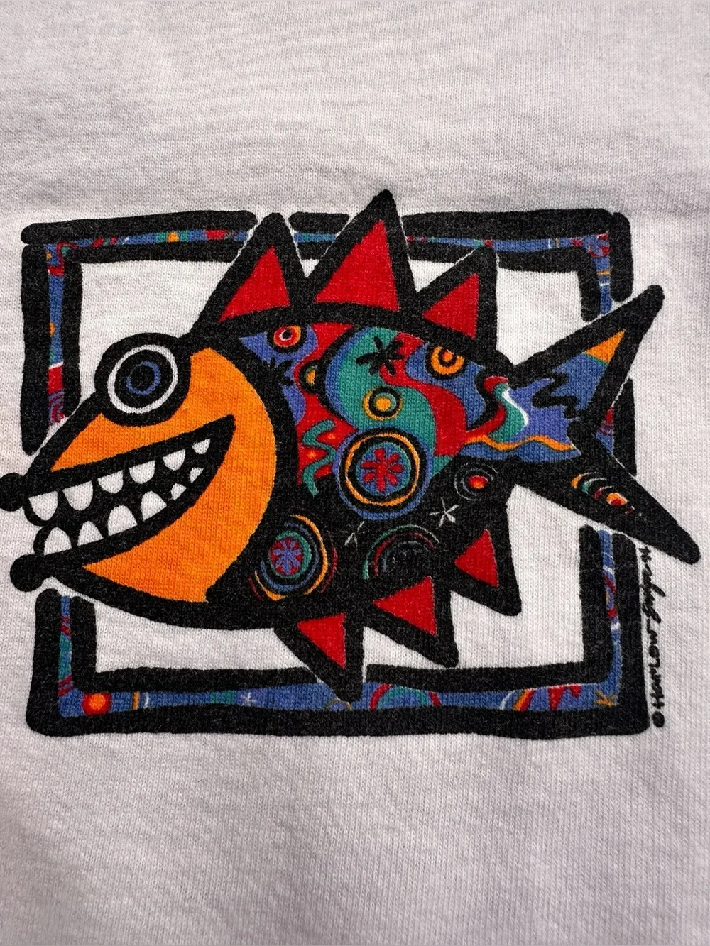 VTG 90s Oneita Maui HAWAII Fish Harlow Design 94 Beach White Tank Top Mens L USA - Picture 3 of 8